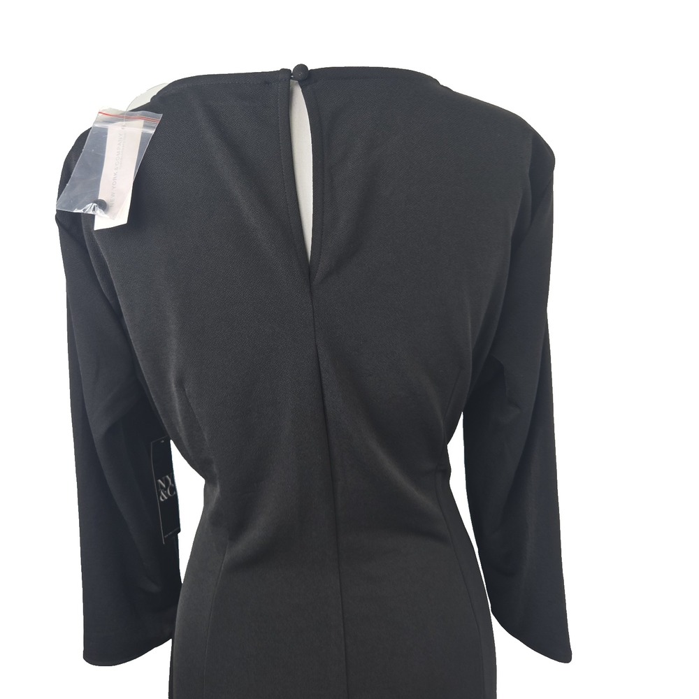 New York & Company Large Black Stretch 3/4 Sleeve MIDI Dress NWT - Picture 4 of 8